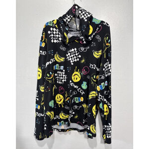 Joe Boxer Lounge Hoodie Sleepwear Black Novelty Print Men’s XL Lightweight